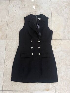 Jason Wu Black Double-Breasted Sleeveless Mini Dress